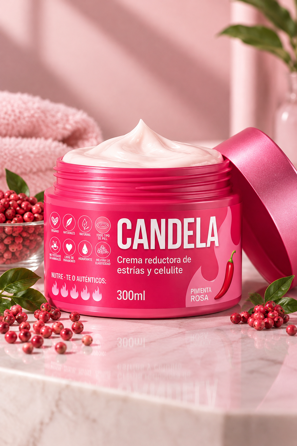 Candela – Crema Anticelulítica y de Estrías con Pimienta Rosa 300 ml